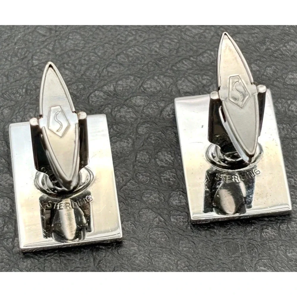 Vintage Swank Sterling Silver Rectangular Cufflinks Art Deco Style No Monogram